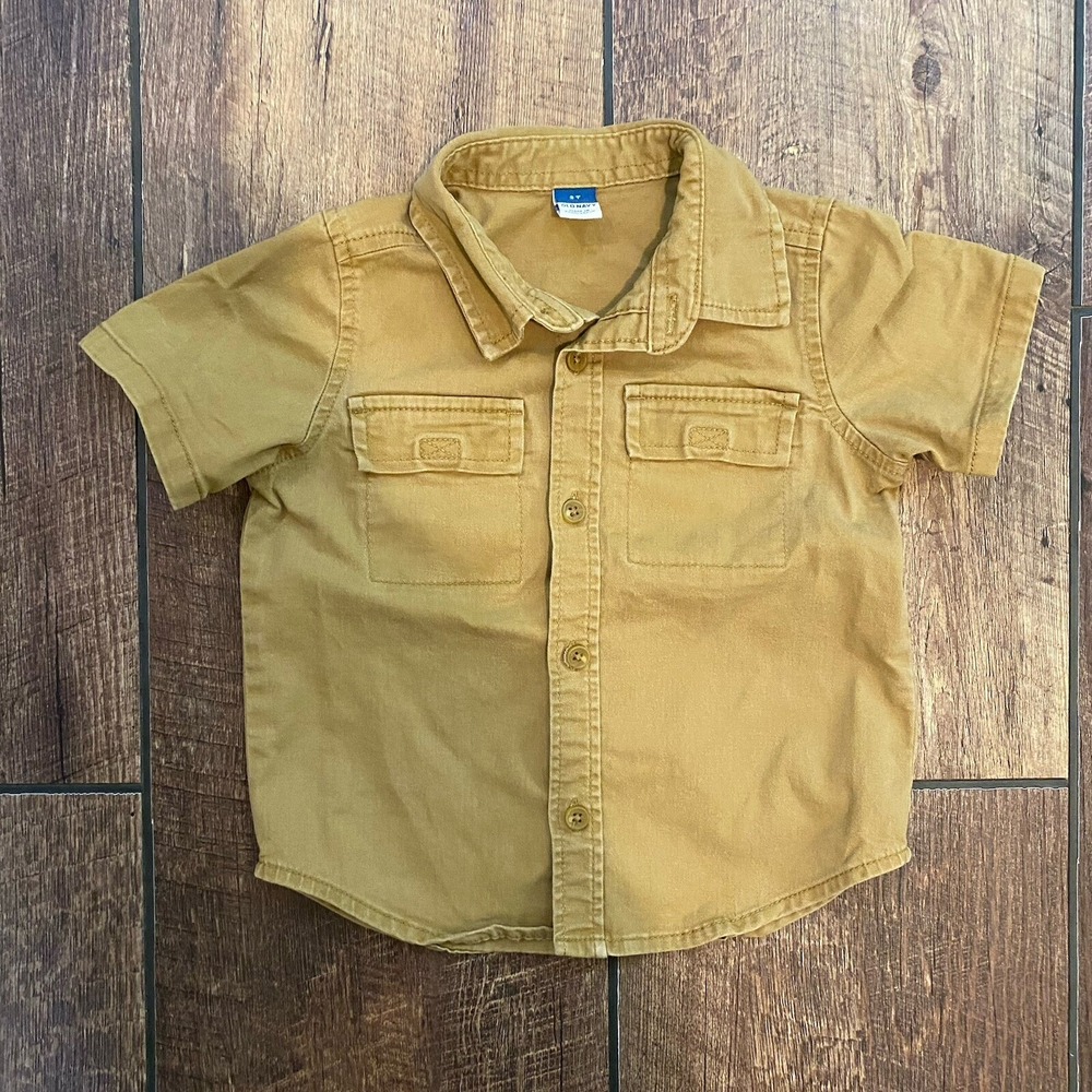 Boys Size 2t Old Navy Brown Button Up Shirt - Safari Style Western Country